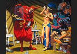 Robert Williams Canvas Paintings - In the Pavillion of The Red Clown